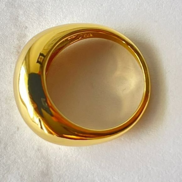 Size 9 Womens Gold Plated Retro Smooth Surface Dome Unisex Finger‎ Ring Jewelry - Picture 6 of 13